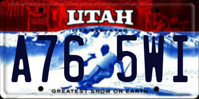 UT license plate A765WI
