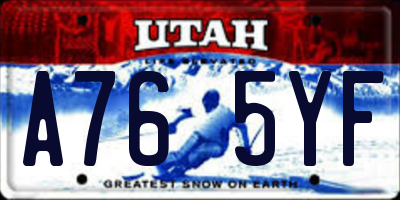 UT license plate A765YF
