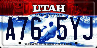 UT license plate A765YJ