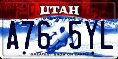 UT license plate A765YL