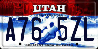 UT license plate A765ZL