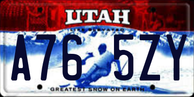 UT license plate A765ZY