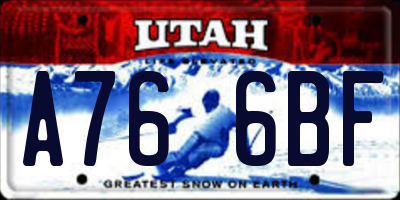 UT license plate A766BF
