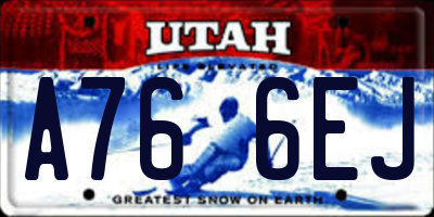 UT license plate A766EJ