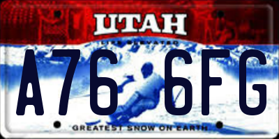 UT license plate A766FG