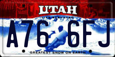 UT license plate A766FJ