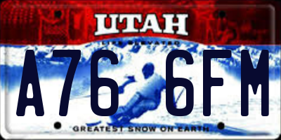 UT license plate A766FM