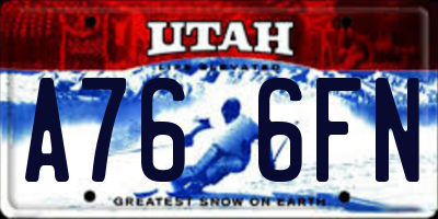 UT license plate A766FN