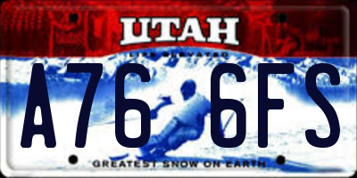 UT license plate A766FS