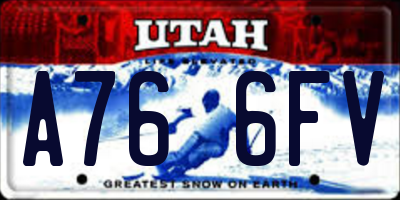 UT license plate A766FV