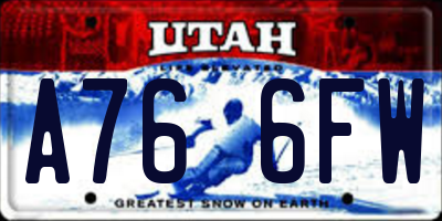UT license plate A766FW