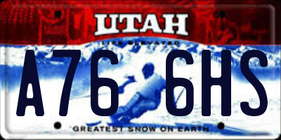 UT license plate A766HS