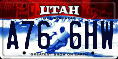 UT license plate A766HW