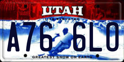UT license plate A766LO
