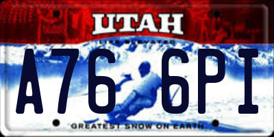 UT license plate A766PI