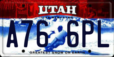 UT license plate A766PL