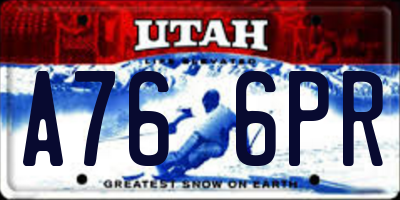 UT license plate A766PR