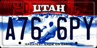 UT license plate A766PY