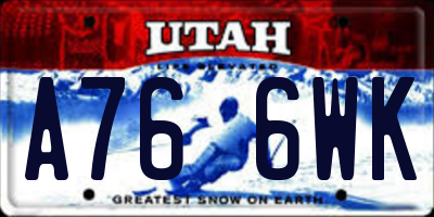 UT license plate A766WK