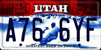 UT license plate A766YF