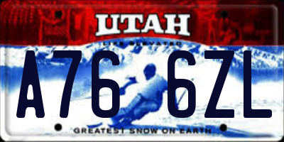 UT license plate A766ZL