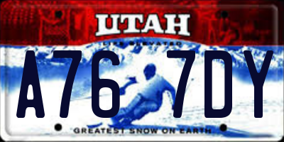 UT license plate A767DY