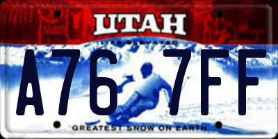 UT license plate A767FF