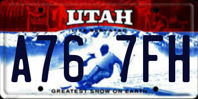 UT license plate A767FH