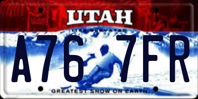 UT license plate A767FR