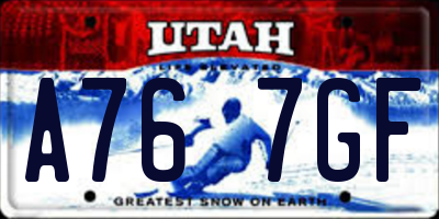 UT license plate A767GF