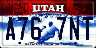 UT license plate A767NT