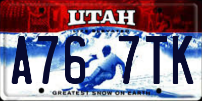 UT license plate A767TK