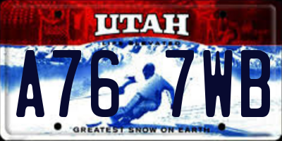 UT license plate A767WB