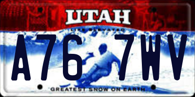 UT license plate A767WV