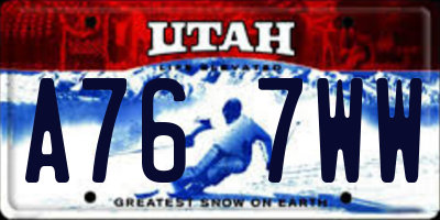 UT license plate A767WW