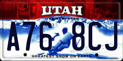 UT license plate A768CJ