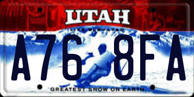 UT license plate A768FA
