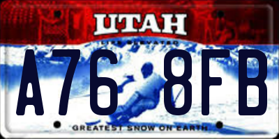 UT license plate A768FB