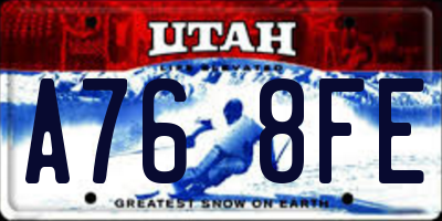 UT license plate A768FE