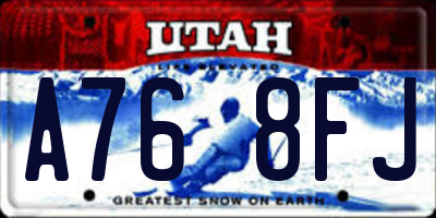 UT license plate A768FJ