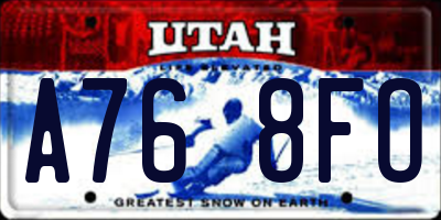 UT license plate A768FO