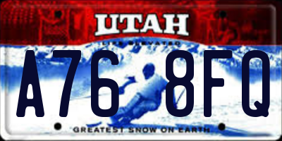 UT license plate A768FQ