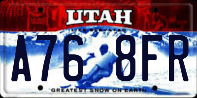 UT license plate A768FR