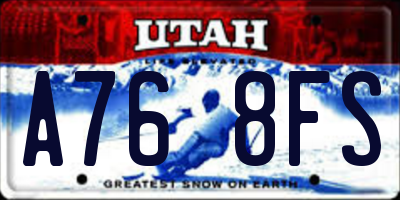 UT license plate A768FS