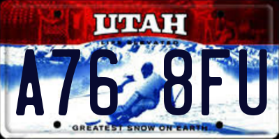 UT license plate A768FU