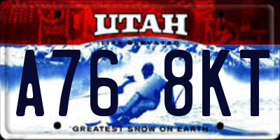 UT license plate A768KT