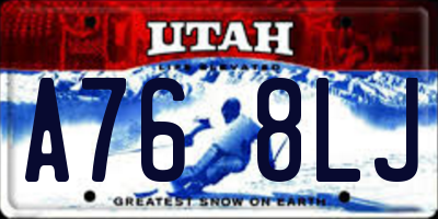 UT license plate A768LJ