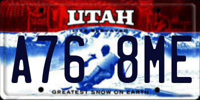 UT license plate A768ME