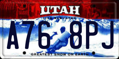 UT license plate A768PJ