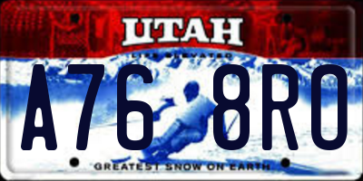 UT license plate A768RO
